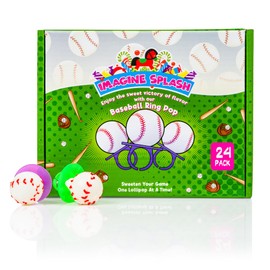 Baseball Ring Pops - Pack of 24 – Grape Flavored, Wearable Candy for Kids – Individually Wrapped Party Favors & Game Day Treats