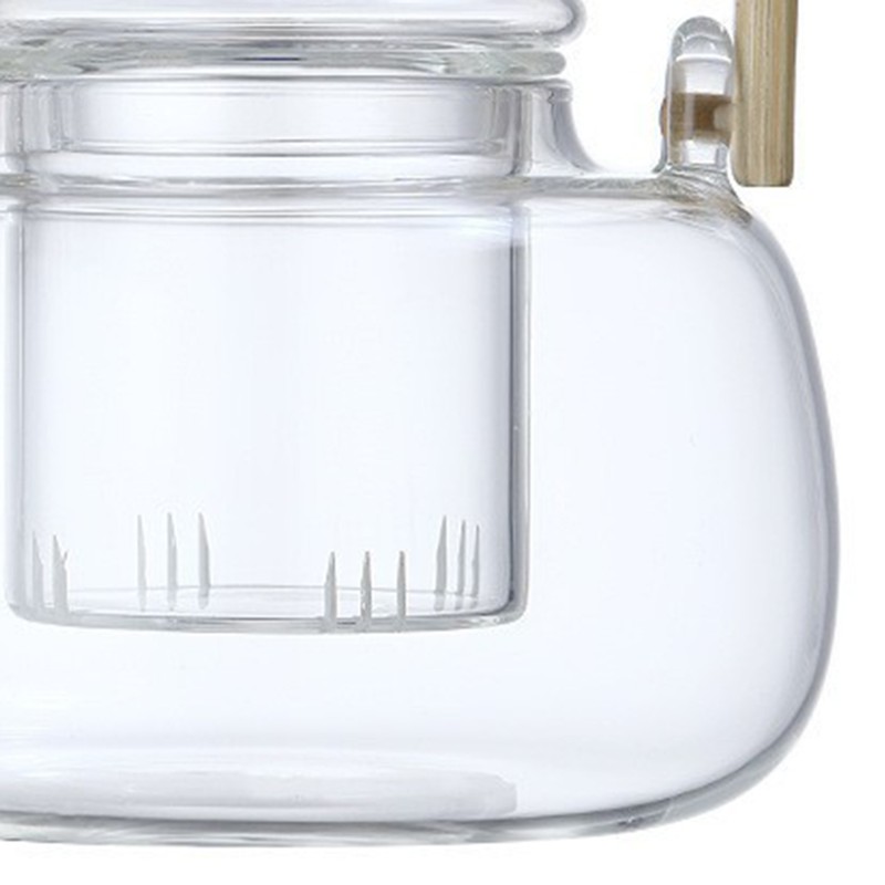 Household Teapot 1000ml Large Capacity Multifunctional Borosilicate Teapot with Bamboo