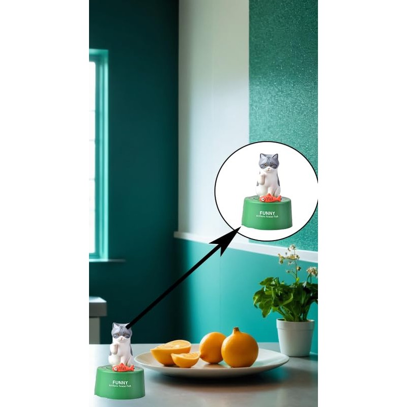 Cute Cat Wind-Up Kitchen Timer, 60-Minute Dial, 360° Rotation, for