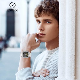 RORIOS Wristwatch, Men's, Automatic Watch, Mechanical Watch, Men's Business Watch, Date Display, Luminous, Waterproof, Work Commute, Gentleman, Stylish, Popular, Simple, Business, Stylish, Father's