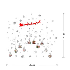 WALPLUS Merry Christmas Decorations Gift Santa's Sleigh Matt Silver Christmas Ornaments Wall Stickers Santa Wall Murals Decals Living Room Children Nursery Home Décor