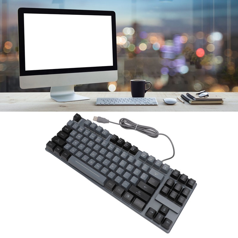 Gaming Keyboard 87 Keys ABS Keycaps RGB Backlit Contrast Color