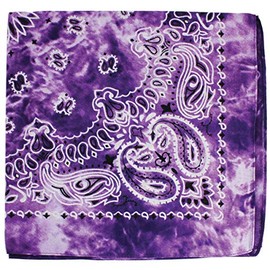 Zad Unisex Tie Dye Paisley Print Bandana Headband Scarf Face Covering, Purple