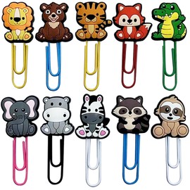10pcs Cute Animal Paper Clips Bookmark Page Markers - Colorful Desk Organizer for School Office, Teacher Student Gift Supplies (Adults Kids Children)