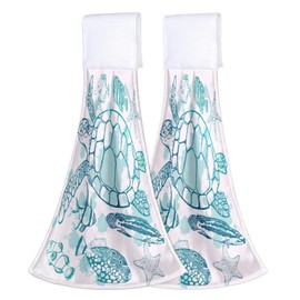 Eizlang Sea Turtle Ocean Hand Towel Kitchen Hanging Hand Towel Dishcloth Bathroom Absorbent Hanging Tie Towel Soft Hanging Hand Bath Towel Home Decor