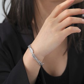 kkjoy Stainless Steel Cuff Bangle for Women Leaves and Flowers Fashion Bracelet Jewellery for Girls, Stainless Steel