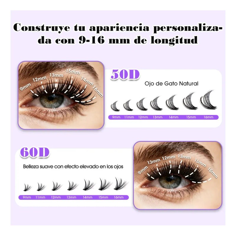 Pestañas Extensions Kit 280 Piezas 5060d Curvación D 9-16 Mm