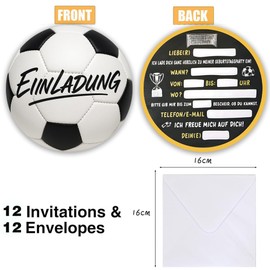 ZELAITE 12 x Football Invitation Cards for Children's Birthday, Cool Football Invitation for Children's Birthday for Boys and Girls, Funny Invitation Card for Birthday Party (A)