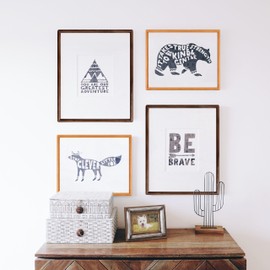 XKIILH 8x10 Picture Frame Walnut Solid Wood with Real Glass Vertical Horizontal Standing Display Photo 5x7/6x8 with Mat or 8x10 without Mat for Desk Tabletop Wall Mount Gallery Frame