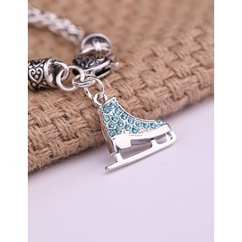 My Shape 3D Turquoise Crystal Ice Skate Charm Bracelet for Girls Fashion Jewelry Alloy 7 8 Inch Metal, Metal, No information