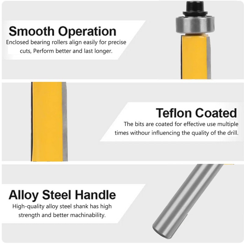 Bestgle 8mm Shank Pattern Flush Trim Router Bit withTop and