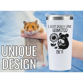 Onebttl Hamster Gifts, Hamster Tumbler for Hamster Lovers & Owners, 20oz Stainless Steel Insulated Tumbler with Spill-Proof Lid and Straw, Gift Box Included, White - I Just Really Love Hamster