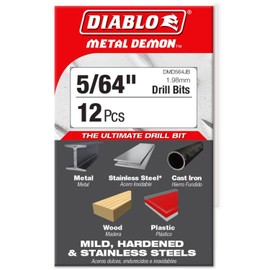 Diablo Metal Demon Drill Bit with Thermal Shield Protective Coating for Mild, Hardened and Stainless Steel - 1.9" Length, 5/64" Dia., CYL Shank - DMD564JB