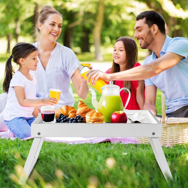 Bamboo Bed Tray Table with Folding Leg, Breakfast in Bed
