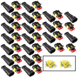 HUAZIZ Set of 20 Waterproof Quick Connectors, Cable Connectors, 2-Pin Plug, Waterproof Connector, Car Electrical Connector Plug, for Trucks, Cars, Kayaks, Boats, Scooters, Motorcycles
