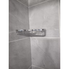 SANLIV Large Solid Brass Corner Shower Soap Tray Basket Chrome  Very Nice Decor
