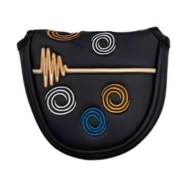 Aspergio Golf Club Head Cover, Putter, Mallet Type, , Pattern, Lightweight, Fixed, Rust Proof, Lost Prevention, For Left and Right Use, Blue