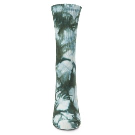 MeMoi Women's Tie Dye Athletic Rib Cotton Blend Crew Socks Black 9-11