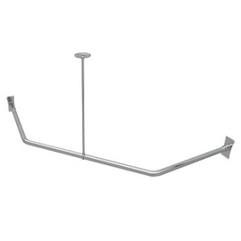 Naiture Neo-Angle Shower Curtain Rod Stainless Steel with Ceiling Support, 36" X 16" X 36", Chrome Finish