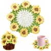 Handmade Sunflower Crochet Flower Coaster Set with Storage Basket (Yellow)
