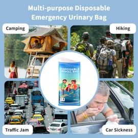 Disposable Urine Bags, 12 Pee Bags for Travel for Women, Portable Urinal for Women and Men, 900ML Emergency Toilet for Car and Vomit Bags Disposable, Camping Essentials Travel Toilet for Adult, Kids