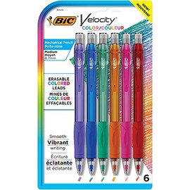 BIC Velocity - Lápices mecánicos de plomo de colores, colores surtidos, paquete de 6, lápices de colores para aulas y suministros escolares