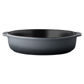 BergHOFF GEM Stone Baking Dish 12.5" x 11" 3.1 qt. Round Black Safe Grip Handle Even Baking Matt Enamel Finish Oven, Microwave & Dishwasher Safe
