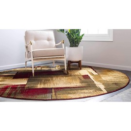 Unique Loom Barista Collection Area Rug - Timor (8' Round, Multi/ Red)