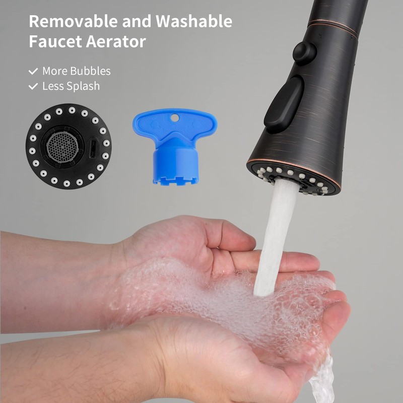 Hibbent Pull Down Kitchen Faucet Spray Head Replacement, 3-Function Kitchen