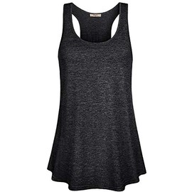 Miusey Tank Tops for Women Juniors Sleeveless Loose Fit Flowy Fitness Summer Activewear Running Yoga Workout Racerback in Sports Shirts Black M
