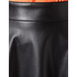 Noisy may Women's Nmandy Pu Hw Flared Skirt WVN Noos Skirt, black