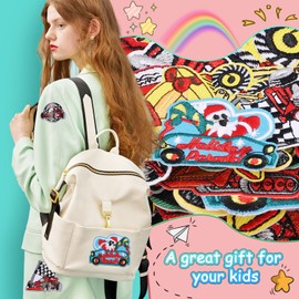 Hejo Pack of 16 Patches for Iron-On Children, Construction Vehicle Patch Kit, DIY Iron-On Patches, Iron-On Patches, Iron-On Patches for Jeans, T-Shirt, Clothes, Bags and Hats