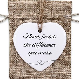Thank You Gifts for Women Men - Never Forget The Difference You Make Ceramic Ornament Keepsake Appreciation, Retirement Gifts for Women Men, Farewell, Goodbye, Leaving Ideas for Coworker, Boss