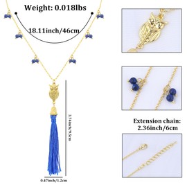 NEKOL Owl Tassels Bead Necklace for Women, Long Tassel Pendant Necklace Glass Beads Polyester Tassels Ethnic Boho Fashion Jewelry for Special Occasions