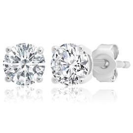925 Sterling Silver Cubic Zirconia Stud Earrings for Women| Hypoallergenic Round Cubic Zirconia Earrings Studs | Anti Tarnishing CZ Sterling Silver Studs by MAX + STONE