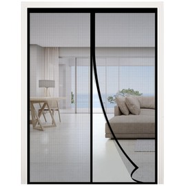 RELIANCER Fiberglass Magnetic Screen Door,72"x96" Door Mesh Screen w/Magnets,Fits Doors Up to 70.5"x94.5",Auto Closer Patio Door Net Screen,Hands Free Door Cover,Doorway Mesh Curtain,Mesh Partition