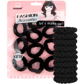 Youxuan Elastic Hair Ties for Women - No Damage, No Slip, No Pull Hair Bands - Comfortable Handmade Braided Polybands for Girls - 10-Pack Black Polyester Scrunchies
