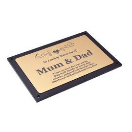OriginDesigned Beautifully Engraved Mum & Dad Memorial Plaque - Indoor and Outdoor Use (Gold)