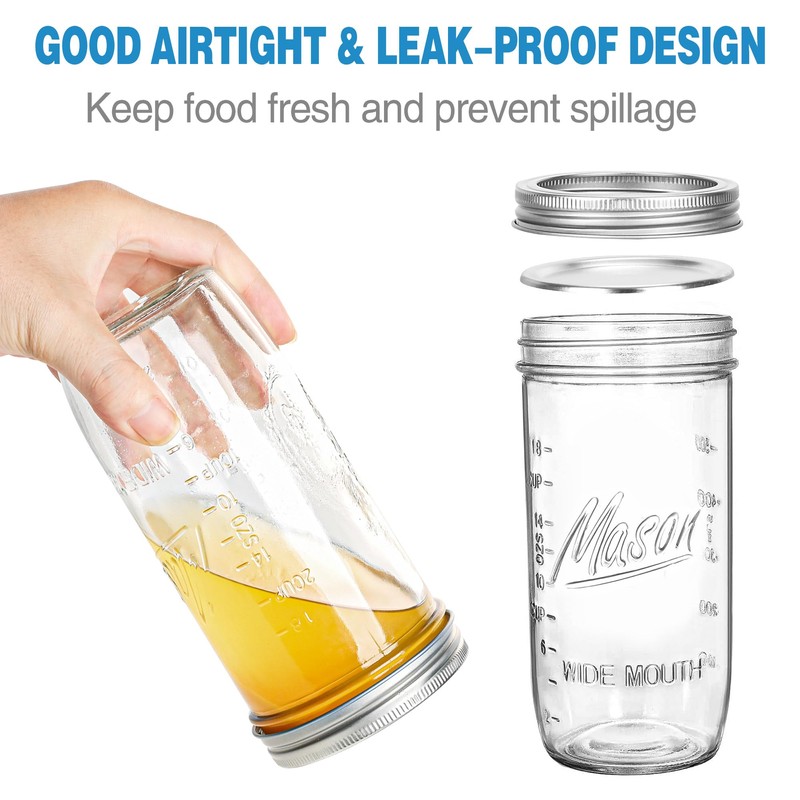 24 oz Wide Mouth Mason Jars - Canning Jars with