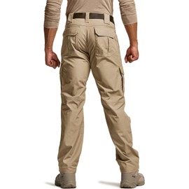 CQR Men's Tactical Pants, Water Resistant Ripstop Cargo Pants, Lightweight EDC Work Hiking Pants, Outdoor Apparel, Duratex Mag Pocket Khaki, 38W x 30L
