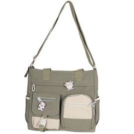Crossbody Cute Bag for Teens Kawaii Messenger Purse Nylon Shoulder Bags - Color: Green