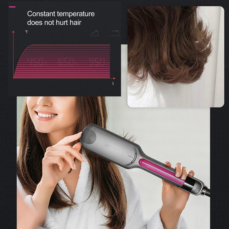 Professional Hair Straightening Ceramic Heating Plate Straightener LCD Display Hairdressing