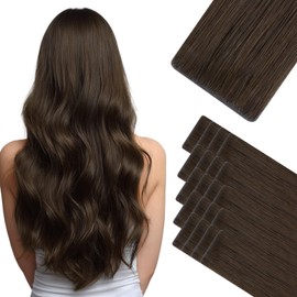 HOTBANANA Invisi Edge Tape in Hair Extensions Human Hair, 12inch 30g 20pcs Chocolate Brown Invisible Tape in Extensions Straight Seamless Real Remy Hair Injected