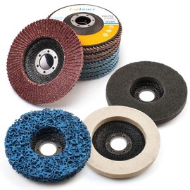 LotFancy Flap Disc 4 1/2 inches, 11 Grinding Polishing Discs Set for Angle Grinder, 40 60 80 120 Grit Assorted Pack, Sanding Wheels, Strip Disc, Nylon & Felt Polishing Disc Kit