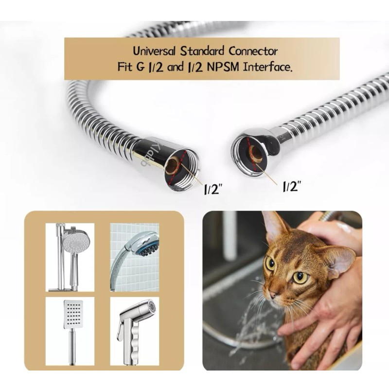 Klabb Shower Hose Bidet Hose Replacement, 59 Inches Long Stainless