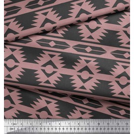 Soimoi Cotton Voile Fabric Ikat Geometric Print Sewing Fabric metre 56 Inch Wide