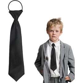 Pre-Tied Ties For Kids Boys, Satin Plain Kids Boys Elasticated Ties, Pre Tied Kids Neckties, Black Children’s Boys Girls Ties Formal Tie For Graduation Uniforms Party Casual