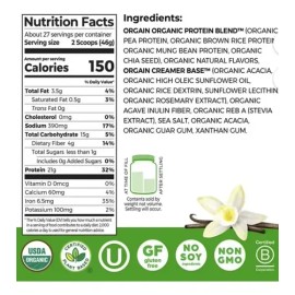 Orgain Organic 21g Plant-based Protein Powder, Vanilla Bean                                                                                           
