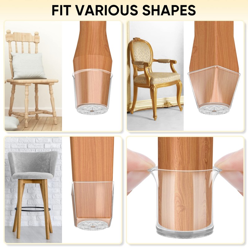 BALEINE Silicone Chair Leg Floor Protectors, Stool Leg Protectors Cap,
