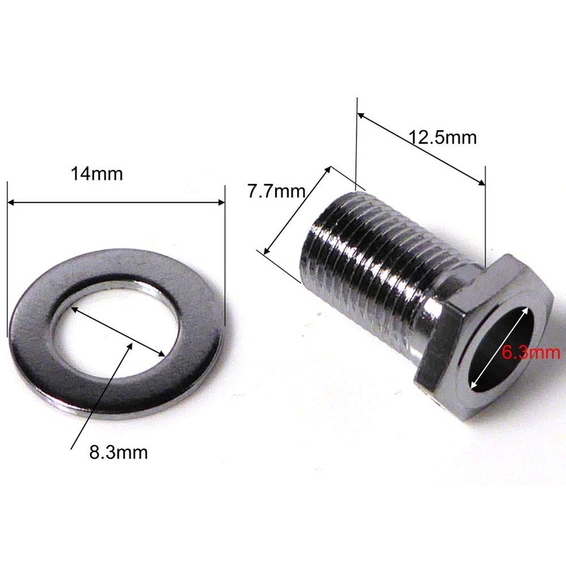 6 Chrome machine head nuts, guitar bushing/ferrules with screws and